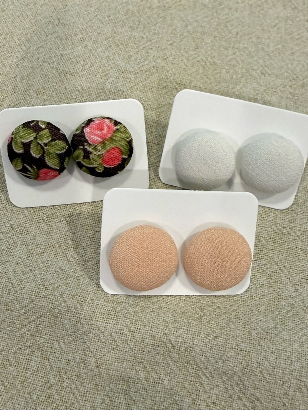 Preppy chic quiet luxury neutral & floral earring set of 3 pairs